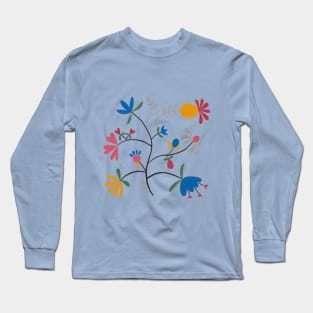 Kurbits – Flower – Blue Bell – Scandinavian Folk Art Long Sleeve T-Shirt